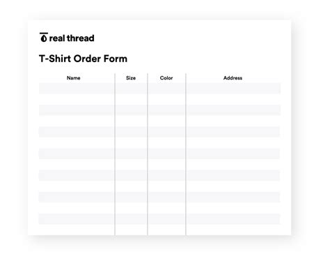 Free Printable Tshirt Order Forms