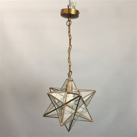 Glass And Brass Star Pendant Lamp