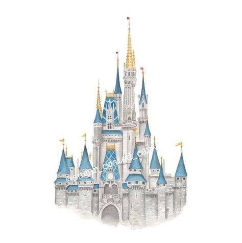 Disney Castle Watercolor Print Walt Disneyworld Cinderellas Etsy Disney Castle Watercolor