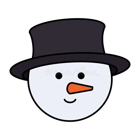 Cute Snowman Head Christmas Character Stock Vector Illustration Of