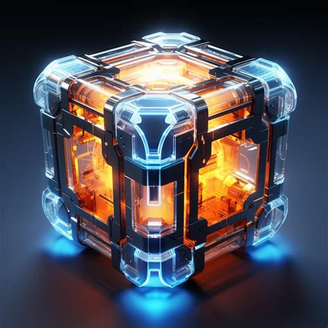 Premium Ai Image Black Cube With Orange Lights On Black Background 3d