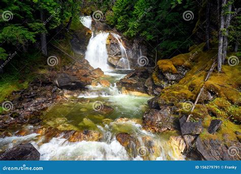 Crazy Creek Waterfalls West Of Revelstoke Stock Image Image Of Mist