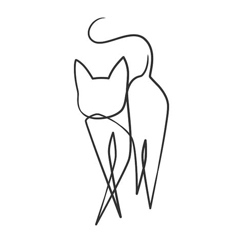 Dibujo de línea continua de lindo gato dibujo de una línea de gato