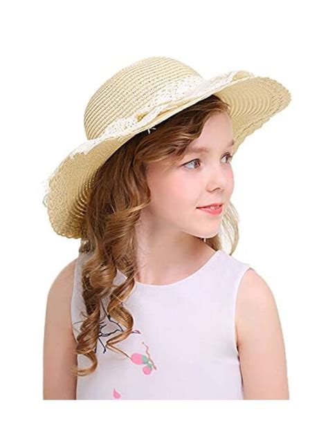 Buy Bienvenu Little Girl Kids Summer Straw Hat Wide Brim Floppy Beach