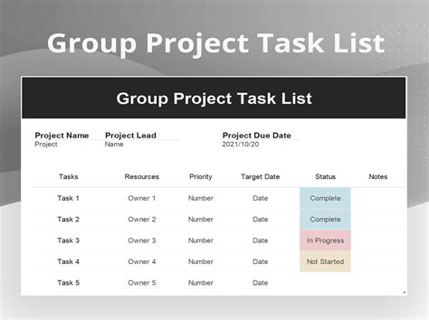 Excel Of Group Project Task List Xlsx Wps Free Templates