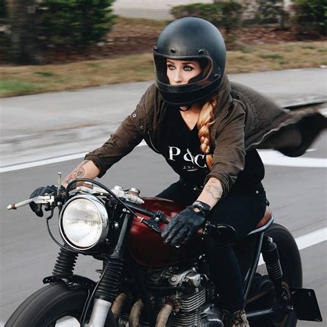 Motorcycle Girlfemale Riderpandco Cafe Racer Girl Motorcycle Girl