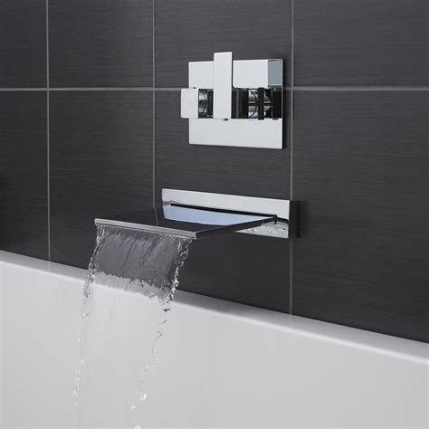Slimline Waterfall Bath Filler With Concealed Thermostatic 1 Way Shower