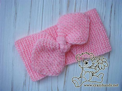 Bow Knit Baby Headband Free Pattern Garter Stitch · Crazy Hands