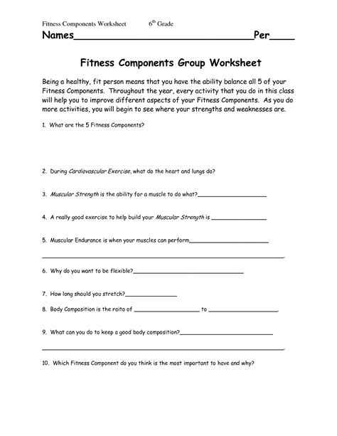 14 Worksheets Physical Education Exercise