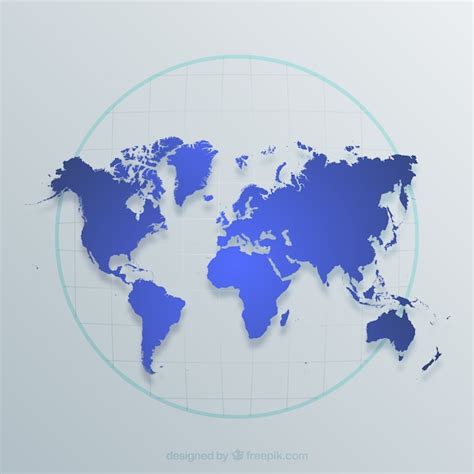 Free Vector World Map In Blue Tones