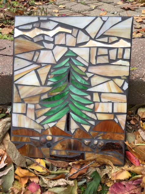Mosaic Pine Tree Mosaic Tree Art Tile Mosaic Art Mosaic Glass Mosaic