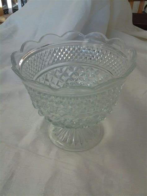 Anchor Hocking Wexford Clear Glass Compote Pedestal Bowl Etsy Clear Glass Antique Glass