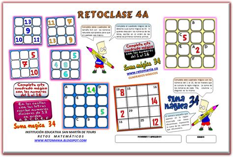 Leccion 49 tiras de colores parte 2 desafíos 4°. RETOCLASE 4A - CUADRADOS MÁGICOS ~ RETOS MATEMÁTICOS