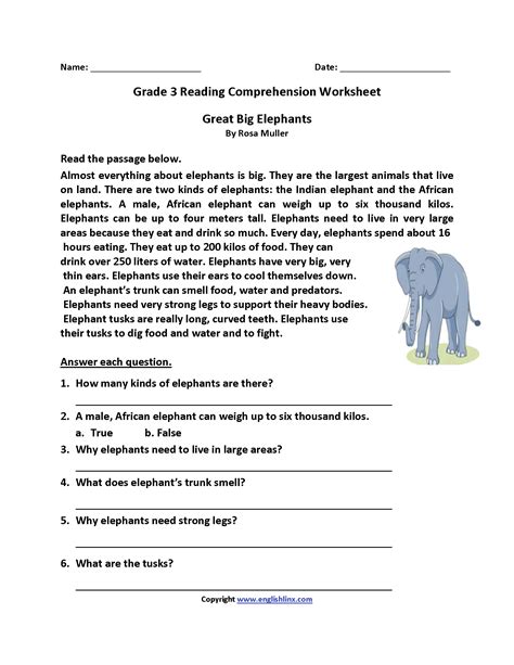 Comprehension For Class 3 In English Thekidsworksheet