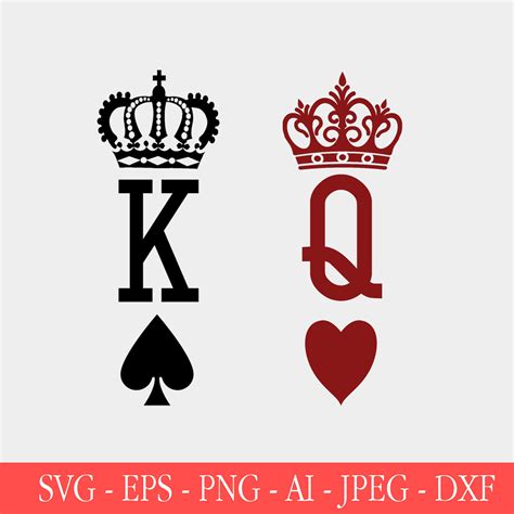 King And Queen Svg Eps Png Jpeg Dxf Playing Cards King Etsy