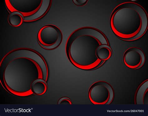 Red And Black Geometric Circles Tech Background Vector Image Red And