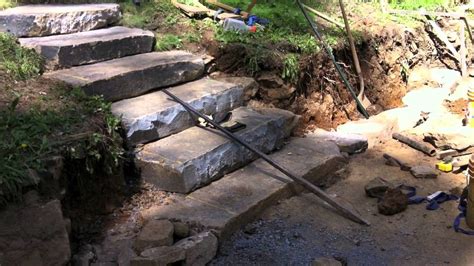 Drystone Retaining Wall With Country Fieldstone Steps Youtube