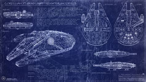 Artstation Millenium Falcon Blueprint Star Warsa New Hope