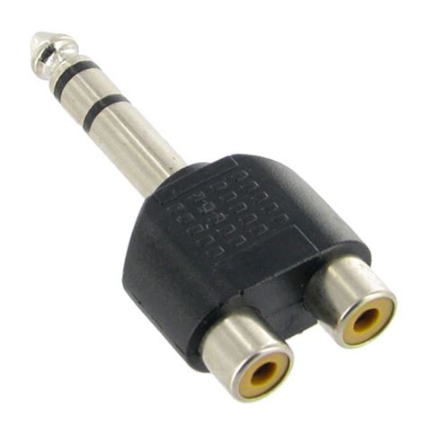 Amzer 1 4 Inch 6 35mm Trs Stereo Jack Male Plug To 2 Rca Female Jack Y Splitter Audio Adapter