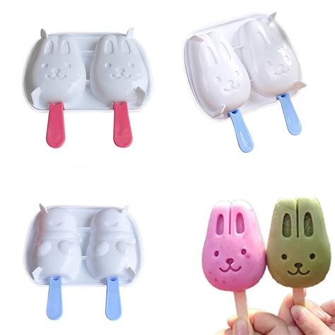 Snowmen Rabbit Shape Diy Ice Cream Mold Summer Pp Plastic Cartoon Cute