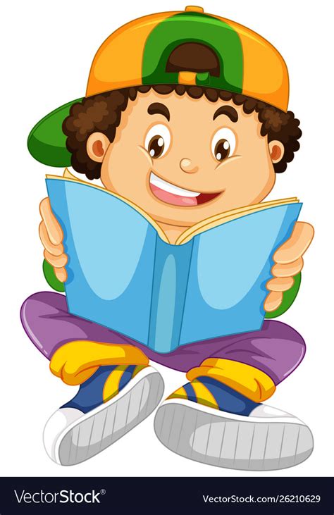 A Boy Reading Book Royalty Free Vector Image Vectorstock