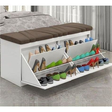 The hanging diy shoe storage can easily be customized to fit all your shoes and is so convenient for small spaces. 31 Wonderful Hidden Bedroom Storage Design Ideas For Small Space To Try | Space saving shoe rack ...