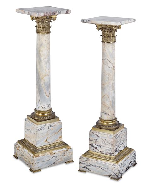 Neoclassical Marble And Gilt Bronze Pedestals Ms Rau