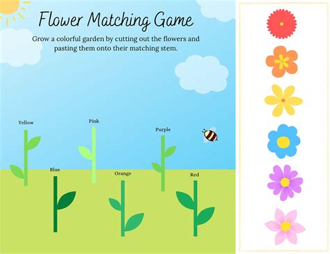 Flower Matching Game Free Printable Online Activity For Kids