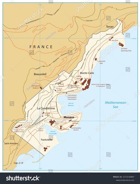 Monaco Detailed Map Vector Illustration Royalty Free Stock Vector
