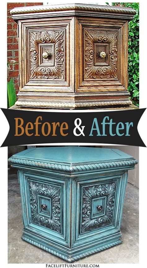 Original bohemian designs, blog and gallery of photos. Sea Blue Chunky Hexagon End Table - Before & After ...