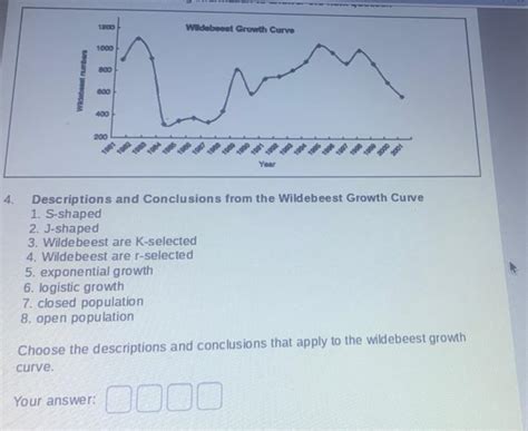 Solved 1200 1000 800 600 Wildebeest Growth Curve Year 4