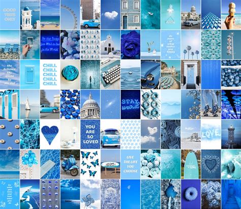 Blue Collage Kit 80 Pcs Blue Aesthetic Wall Collage Blue