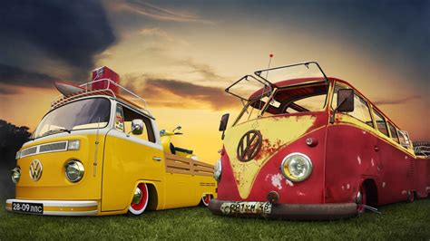 Download Vw Bi Van Hd Desktop Wallpaper Volkswagen Hippie Bus By