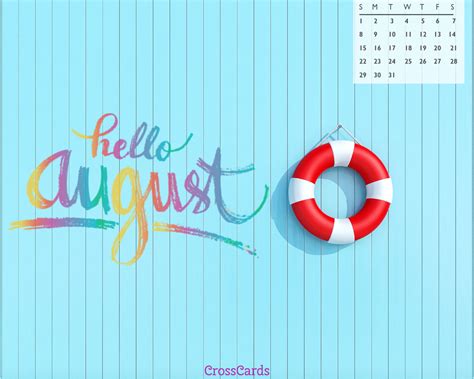 August 2021 - Hello August! Desktop Calendar- Free August Wallpaper