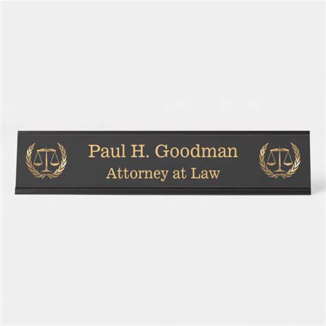 Attorney Scales Of Justice Desk Name Plate Zazzle