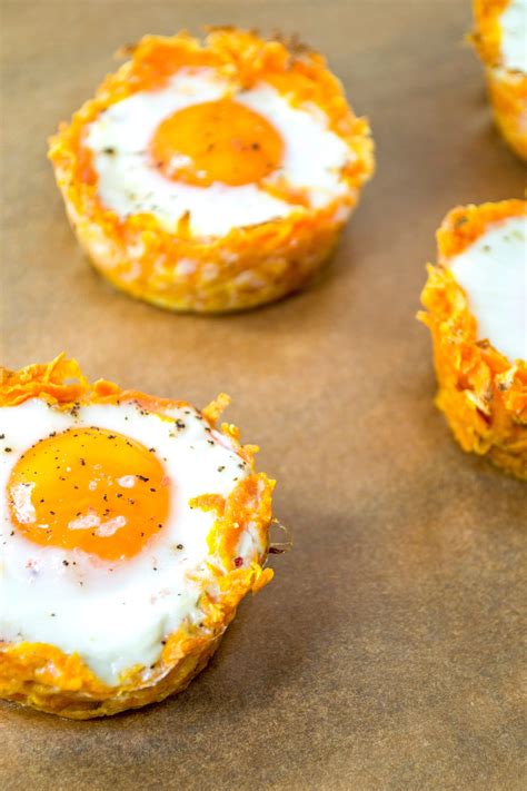 Shredded Sweet Potato Baked Egg Nests Recipe Baked Eggs Food