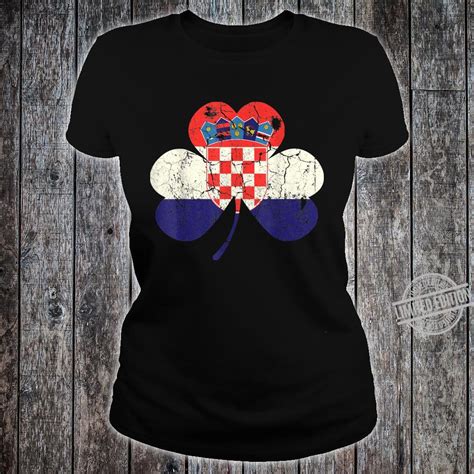 Croatian Flag Irish Shamrock Clover Vintage Croatia Shirt