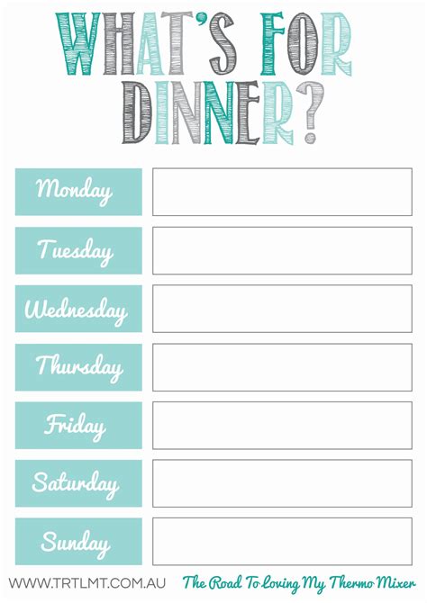 Printables The Road To Loving My Thermo Mixer Free Meal Planning