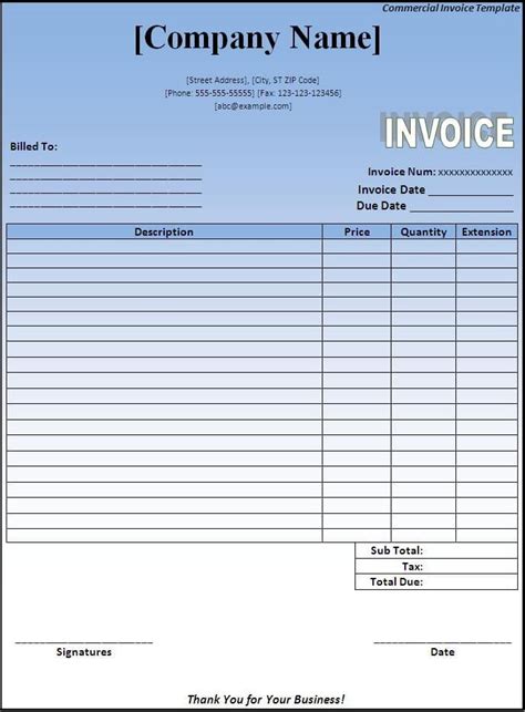 Invoice Template Word Doc Download —