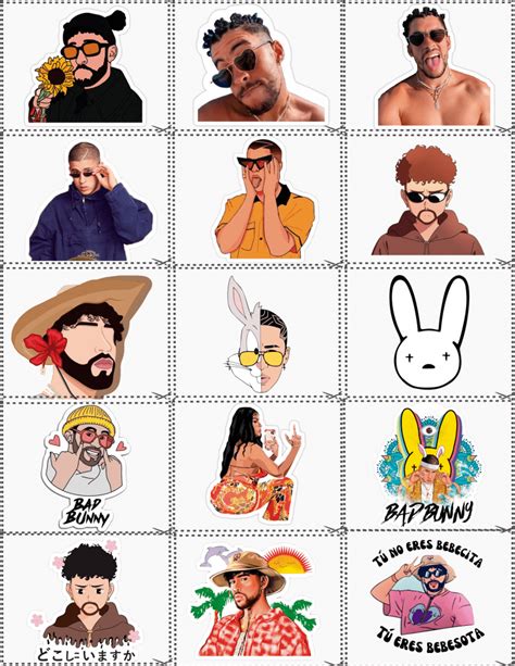 Sticker Calcomanias Bad Bunny Estampas Decorativas Tamaño Carta Cute Shop