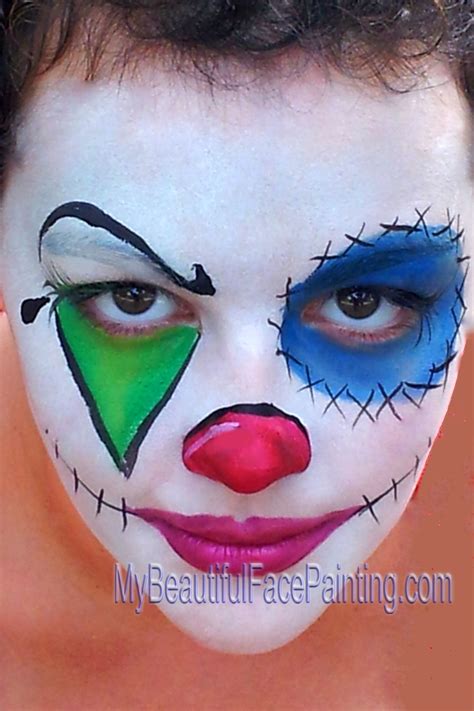 Scary Creepy Clown Face Paint For Halloween Party Or Event White