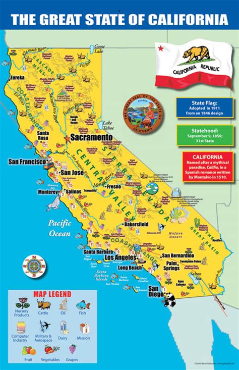 California State Map Chart 11 X 17 Gallopade International