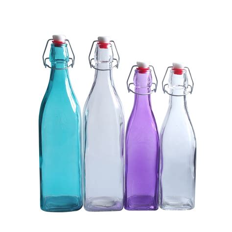 2505001000ml Square Colored Swing Top Glass Drinking Bottle High