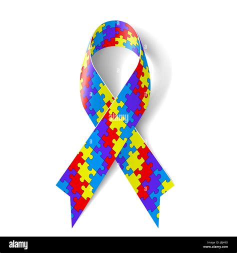 Colorful Puzzle Ribbon As Symbol Autism Awareness Stock Photo Alamy