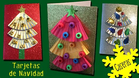 Las mejores manualidades de navidad para niños. 3 Tarjetas navideñas con árbol de navidad fáciles - YouTube