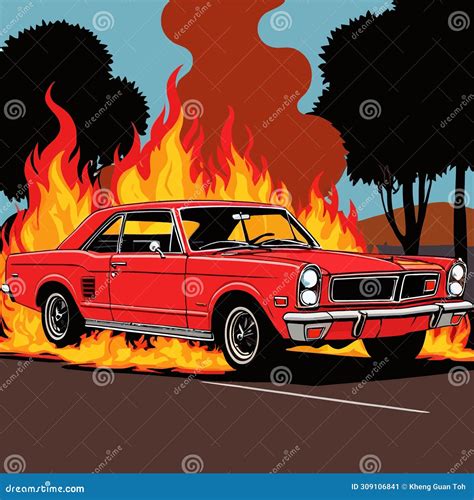Car On Fire Hotrod Automobile Insurance Hazard Vector Clipart