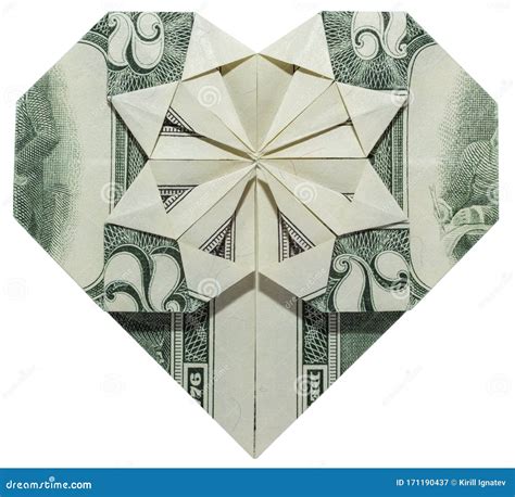Money Origami Valentines Day Heart Folded With Real Two Dollars Bill
