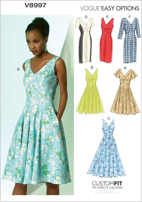 Vogue Patterns V E Patrones De Costura Para Vestidos Tallas Multicolor Amazon