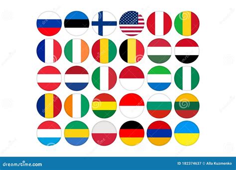 World Circular Flags Collection Big Set 30 High Quality Clean Round