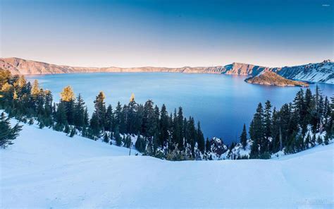 Winter At The Crater Lake Oregon Wallpaper Nature Wallpapers 29568